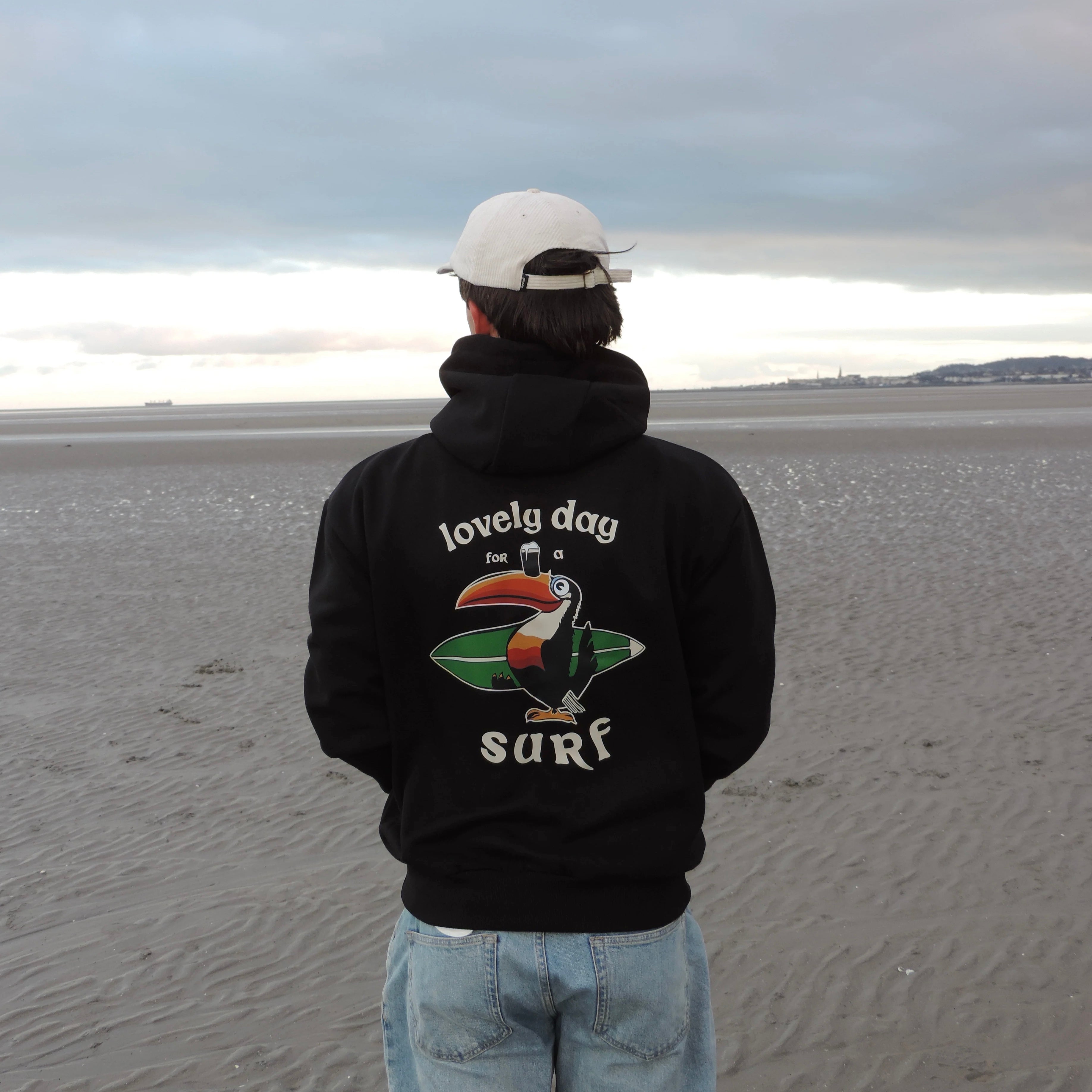 Lovely Day for a Surf Black Hoodie